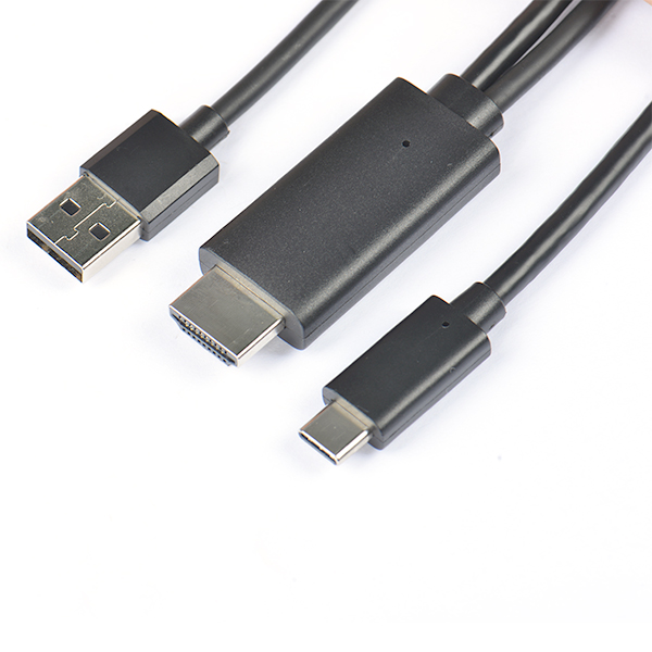 HDMI转USB-C+供电高清线