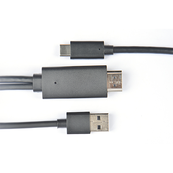 HDMI转USB-C+供电高清线
